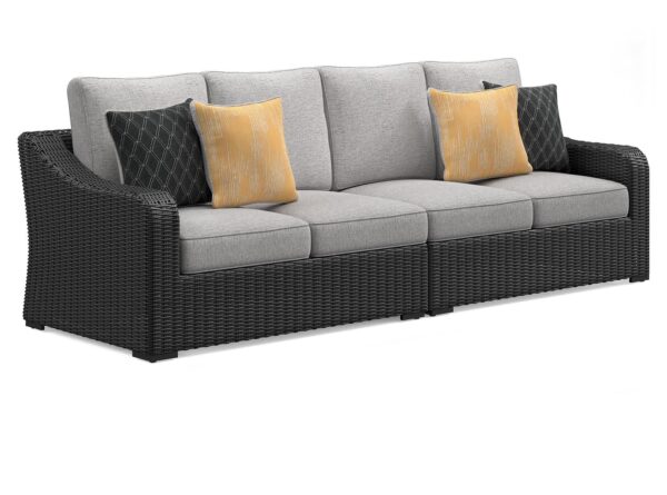 Beachcroft - 2-Piece Outdoor Loveseat with Cushion - Black / Light Gray Beachcroft - 2-Piece Outdoor Loveseat with Cushion - Black / Light Gray