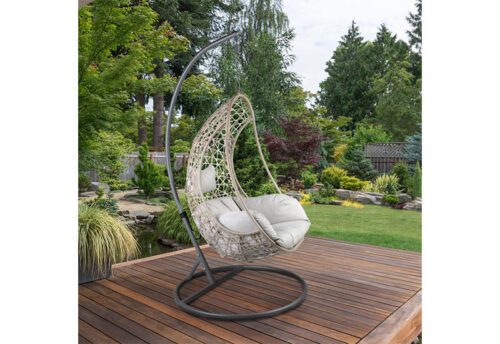 Cayden Beige Outdoor All Weather Hanging Basket Swing Chair