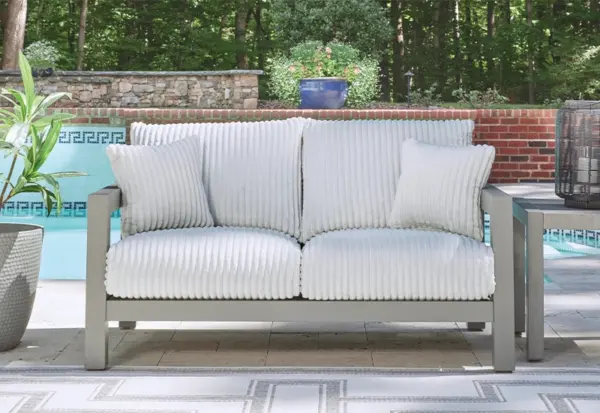 Marlin Outdoor All Weather Loveseat with Cushions and Throw Pillows Marlin Outdoor All Weather Loveseat with Cushions and Throw Pillows