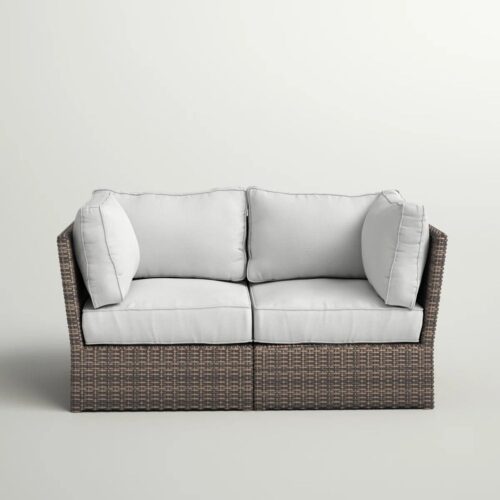 Modern Patio Wicker Loveseat With Cushions