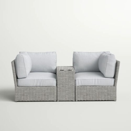 Outdoor Wicker Loveseat With Cushions