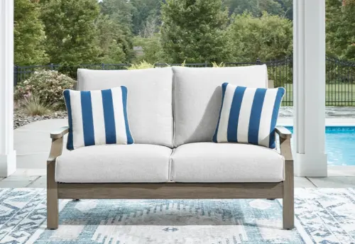 Texas Ranch Outdoor All Weather Loveseat with Cushions and Throw Pillows