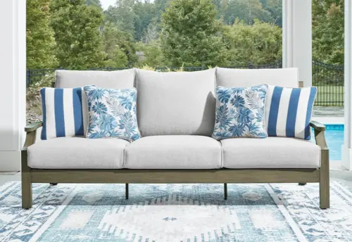 Texas Ranch Outdoor All Weather Sofa with Cushions and Throw Pillows