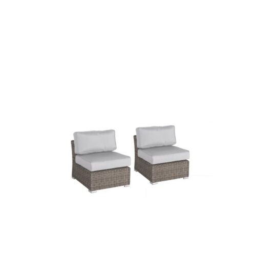 Wide Armless Outdoor Chairs With Cushions (Set of 2)