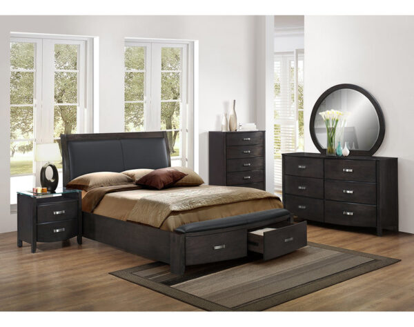 Cinema 3-Piece Queen Storage Bed - Charcoal