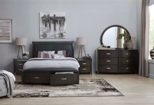Cinema 6-Piece Queen Storage Bedroom Package - Charcoal