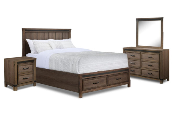 Rossco 6-Piece King Storage Bedroom Package - Rustic Oak